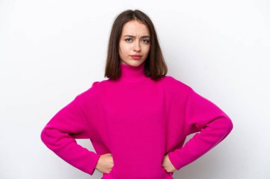 Young Ukrainian woman isolated on white background angry