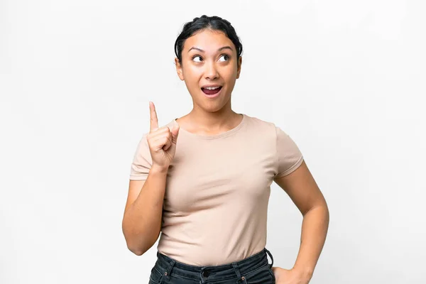 Young Uruguayan Woman Isolated White Background Intending Realizes Solution While — Stock Photo, Image