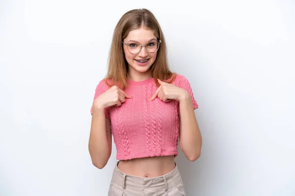 Teenager Russian Girl Isolated White Background Surprise Facial Expression — Stock Photo, Image