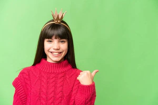 Little Princess Crown Isolated Chroma Key Background Pointing Side Present — Stock Photo, Image