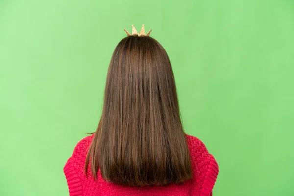 Piccola Principessa Con Corona Sfondo Chiave Croma Isolato Posizione Posteriore — Foto Stock