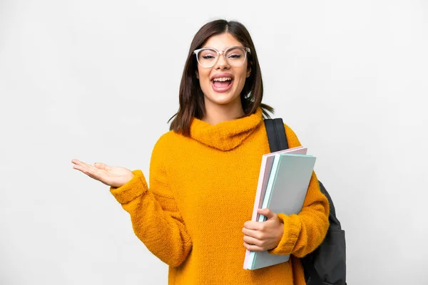 Young Student Woman Isolated White Background Shocked Facial Expression — Stock Photo, Image