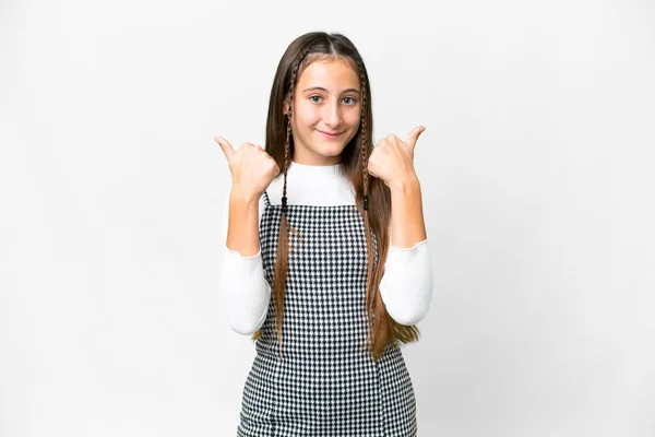 Young Girl Isolated White Background Thumbs Gesture Smiling — Stock Photo, Image