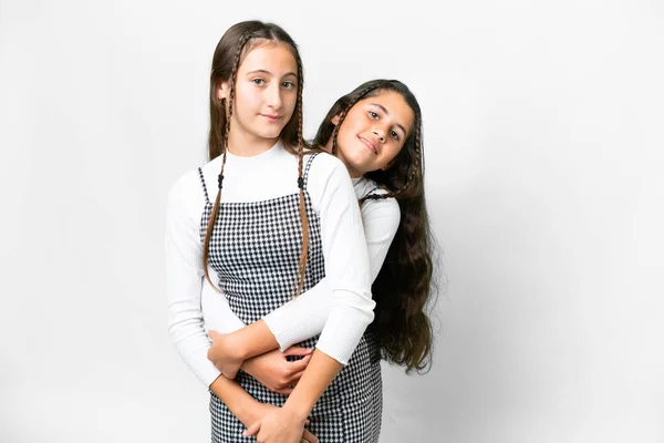 Друзі Дівчата Над Ізольованим Білим Тлом — стокове фото