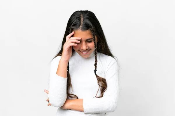Young Girl Isolated White Background Laughing — Stock fotografie