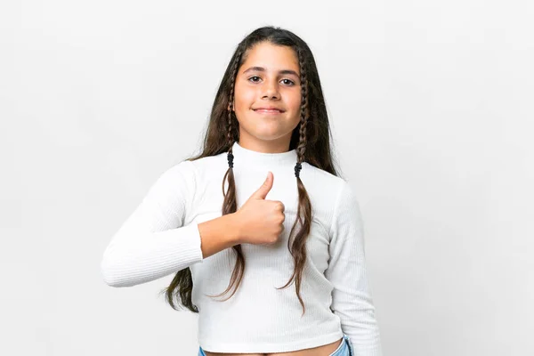 Young Girl Isolated White Background Giving Thumbs Gesture —  Fotos de Stock