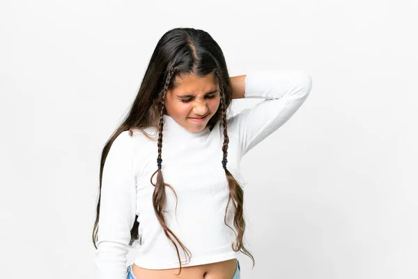 Mladá Dívka Přes Izolované Bílé Pozadí Bolestí Krku — Stock fotografie