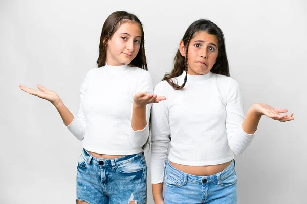 Amigos Chicas Sobre Aislado Fondo Blanco Infeliz Frustrado Con Algo —  Fotos de Stock
