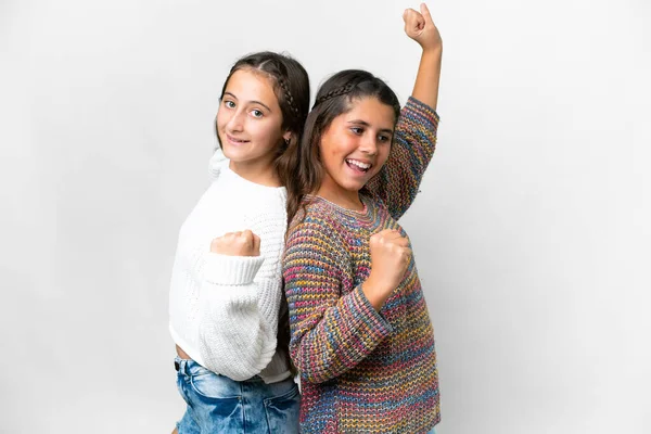 Amigos Chicas Sobre Aislado Fondo Blanco Celebrando Una Victoria —  Fotos de Stock