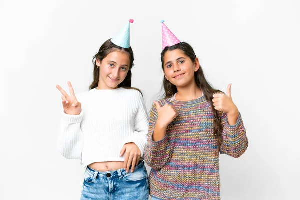 Friends Girls Party Birthday Isolated White Background —  Fotos de Stock