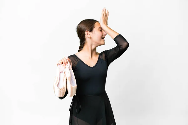 Jeune Femme Pratiquant Ballet Sur Fond Blanc Isolé Réalisé Quelque — Photo