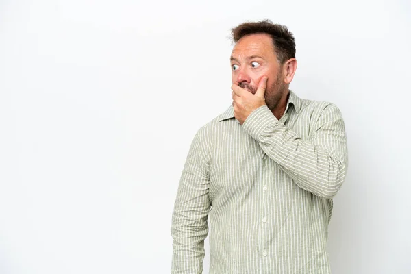 Middle Age Caucasian Man Isolated White Background Doing Surprise Gesture — Stock fotografie