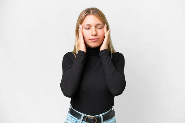 Young Pretty Blonde Woman Isolated White Background Headache — Stockfoto