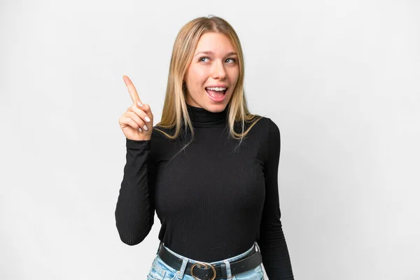 Young Pretty Blonde Woman Isolated White Background Intending Realizes Solution — Stock Fotó
