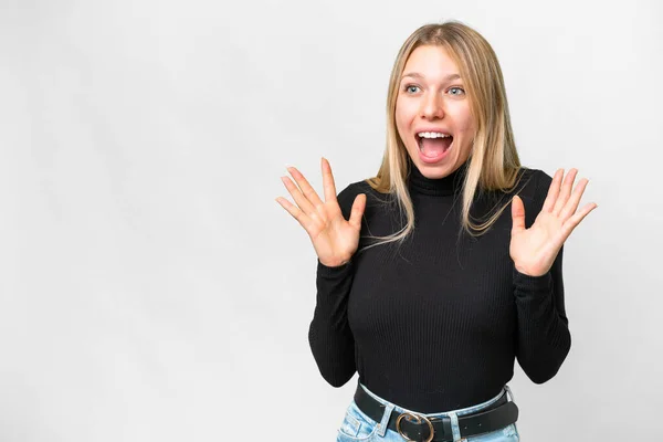 Young Pretty Blonde Woman Isolated White Background Surprise Facial Expression — Stockfoto