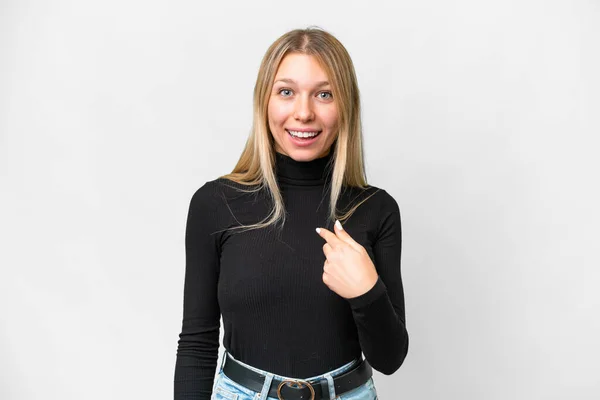Young Pretty Blonde Woman Isolated White Background Surprise Facial Expression — Foto de Stock