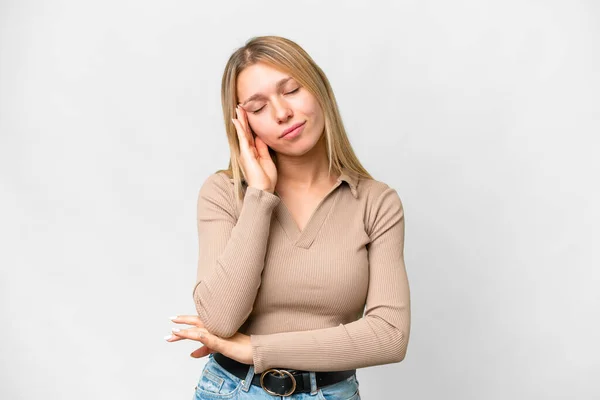 Young Pretty Blonde Woman Isolated White Background Headache — Stockfoto