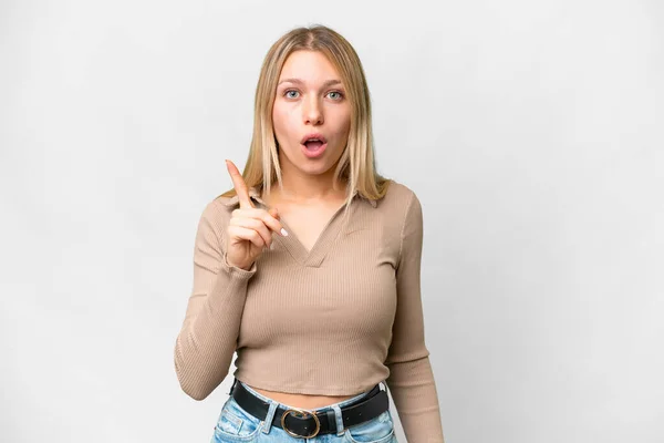 Young Pretty Blonde Woman Isolated White Background Intending Realizes Solution — 스톡 사진