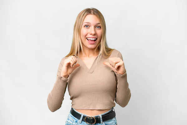Young Pretty Blonde Woman Isolated White Background Surprise Facial Expression — Foto Stock