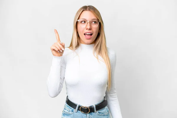 Young Pretty Blonde Woman Isolated White Background Intending Realizes Solution — ストック写真