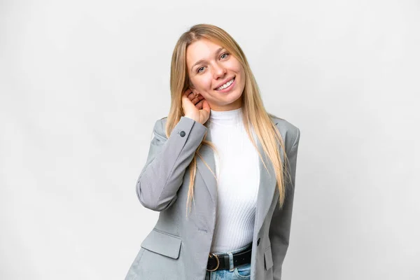 Young Pretty Blonde Woman Isolated White Background Laughing — Foto de Stock