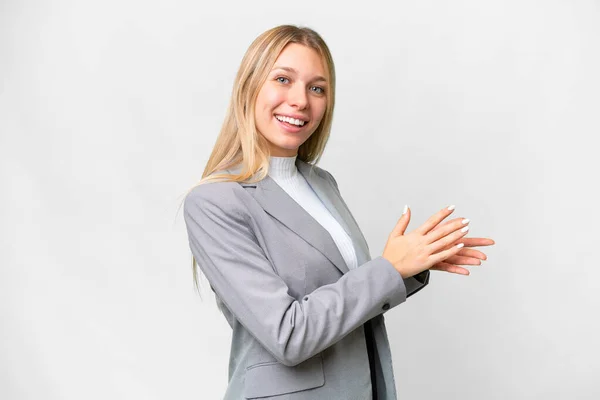 Young Pretty Blonde Woman Isolated White Background Applauding — Stock Photo, Image