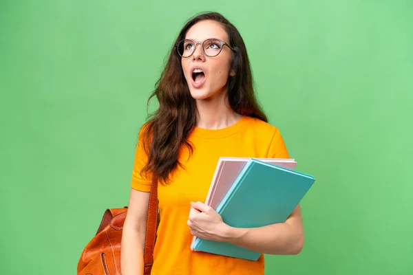 Young Student Caucasian Woman Isolated Background Looking Surprised Expression — Photo