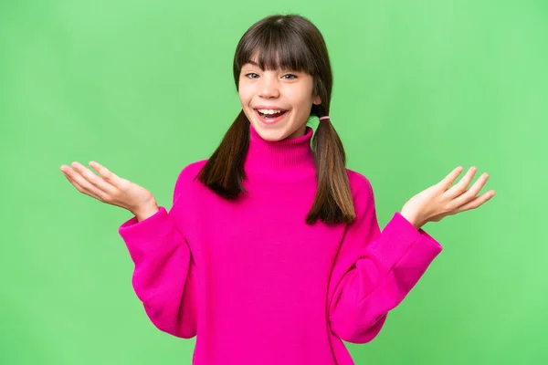 Little Caucasian Girl Isolated Background Shocked Facial Expression — Stock Photo, Image