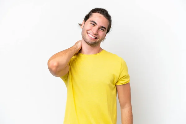 Caucasian Handsome Man Isolated White Background Laughing — 스톡 사진