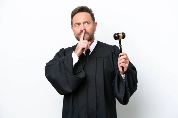 Middle Age Judge Man Isolated White Background Having Doubts While — Stock Photo, Image