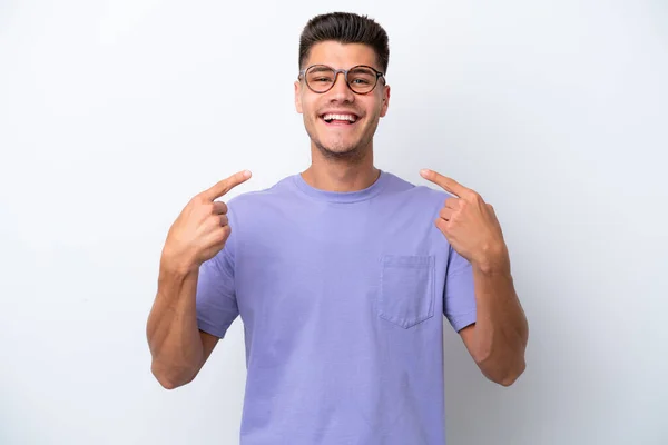 Young Caucasian Man Isolated White Background Giving Thumbs Gesture — Stock Photo, Image