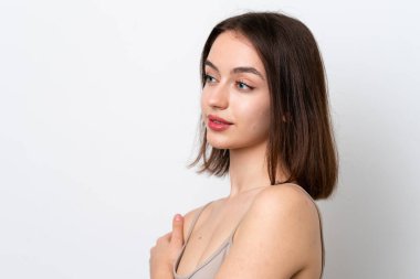 Young Ukrainian woman isolated on white background . Portrait