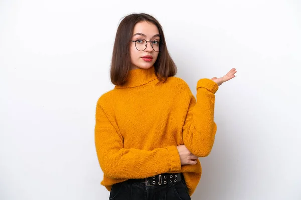 Young Ukrainian Woman Isolated White Background Having Doubts — 스톡 사진