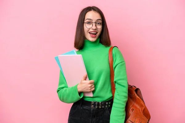 Young Student Ukrainian Woman Isolated Pink Background Surprise Facial Expression — 스톡 사진