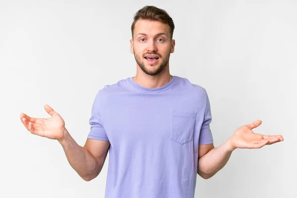 Young Handsome Caucasian Man Isolated White Background Shocked Facial Expression —  Fotos de Stock