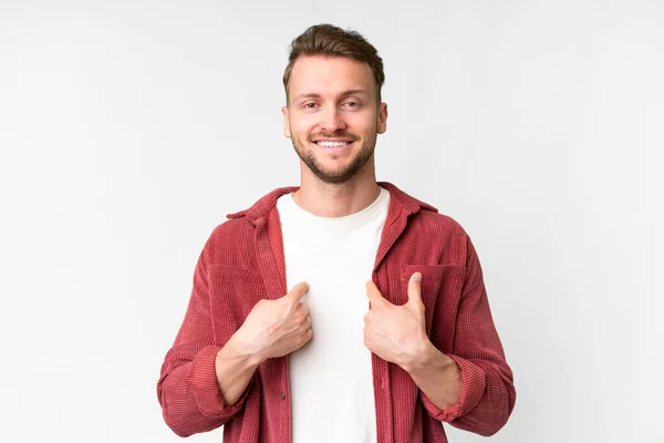 Young Handsome Caucasian Man Isolated White Background Surprise Facial Expression — 스톡 사진