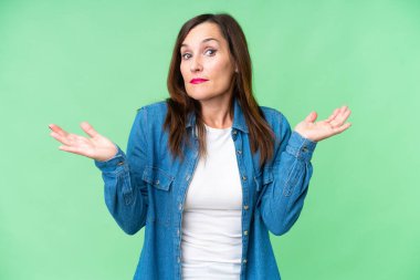 Orta yaşlı kadın izole edilmiş krom anahtar geçmişi var. El kaldırırken şüpheleri var.