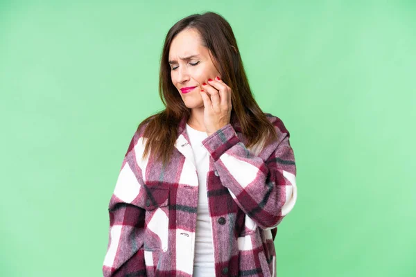 Middle Age Woman Isolated Chroma Key Background Toothache — Stock Photo, Image