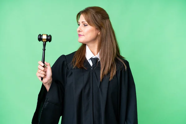 stock image Judge caucasian woman over isolated background looking to the side