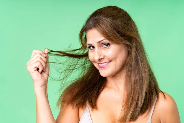 stock image Middle age woman over isolated background . Portrait