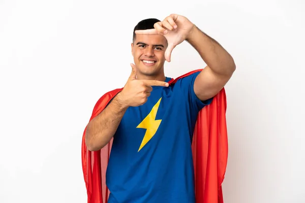 Super Herói Sobre Fundo Branco Isolado Focando Rosto Símbolo Enquadramento — Fotografia de Stock