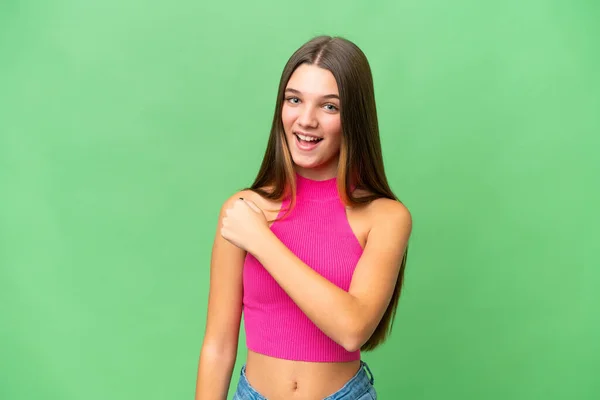 Teenager Caucasian Girl Isolated Background Celebrating Victory — 스톡 사진