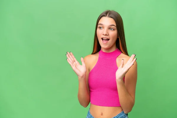Teenager Caucasian Girl Isolated Background Surprise Facial Expression — 스톡 사진