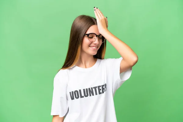 Adolescente Voluntario Caucásico Chica Sobre Aislado Fondo Realizado Algo Intención — Foto de Stock