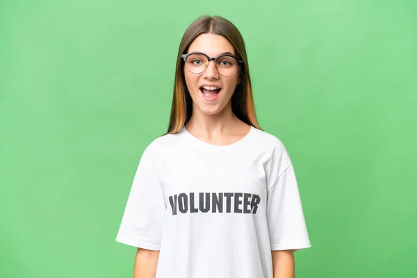 Teenager Volunteer Caucasian Girl Isolated Background Surprise Facial Expression — Foto de Stock