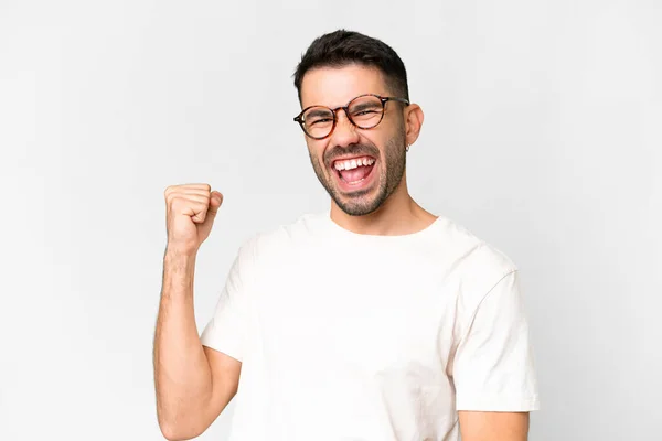 Young Handsome Caucasian Man Isolated White Background Celebrating Victory — Photo