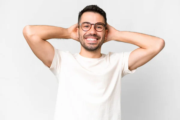 Young Handsome Caucasian Man Isolated White Background Laughing — Stock Photo, Image