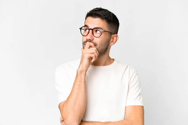 Young Handsome Caucasian Man Isolated White Background Having Doubts Confuse — Foto de Stock