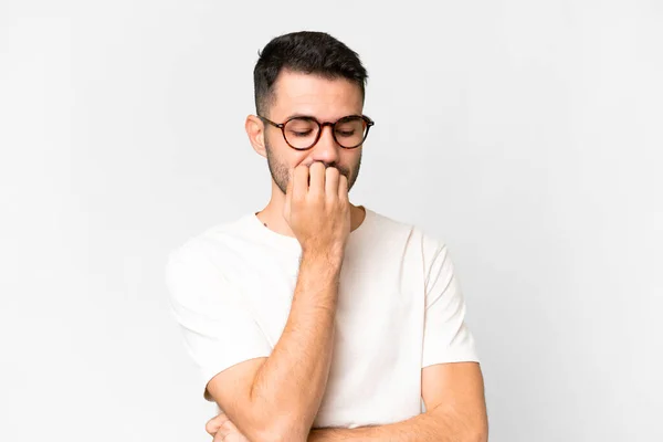 Young Handsome Caucasian Man Isolated White Background Having Doubts — Stock Photo, Image