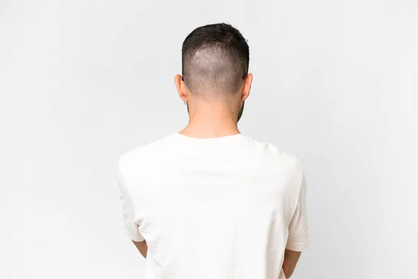 Junge Schöne Kaukasische Mann Über Isolierte Weiße Hintergrund Rückenlage — Stockfoto
